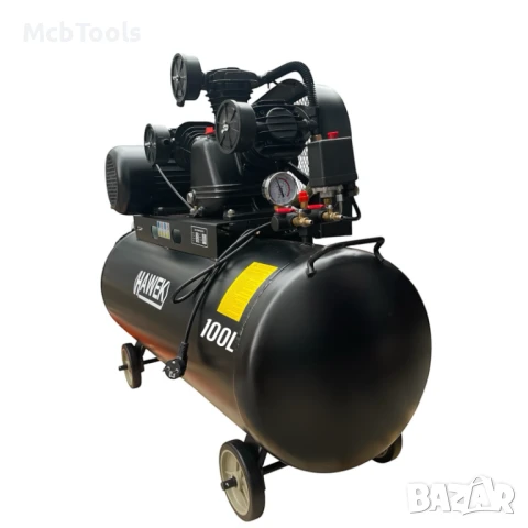 Компресор за въздух 100 литра HAWEK, снимка 4 - Компресори - 51233405