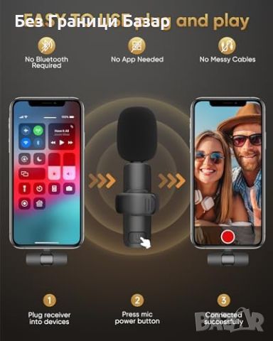 Нов Безжичен Лавалиер Микрофон за iOS Устройства с Шумопотискане , снимка 7 - Други - 45221849