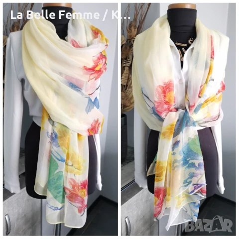 Шал от 100 % коприна, снимка 10 - Шалове - 50671502