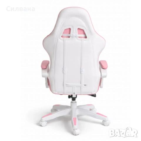  Ергономичен розов геймърски стол с поставка за крака , снимка 5 - Столове - 53959659