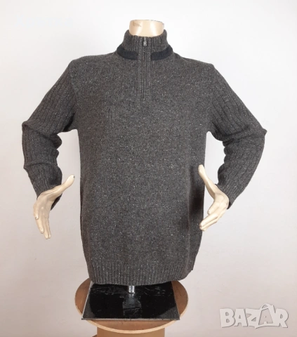 Bogner - Оригинален мъжки пуловер от вълна с цип р-р 52 / L, снимка 2 - Пуловери - 53464185