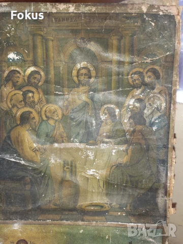 Много стара руска икона литография, снимка 3 - Антикварни и старинни предмети - 53394329