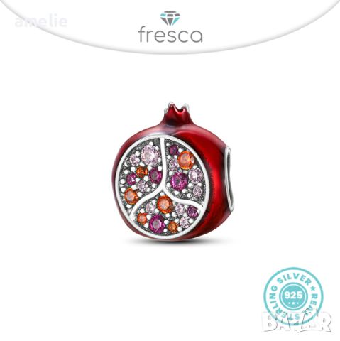 Талисман Fresca по модел тип Пандора сребро 925 Pandora Pomegranate Charm. Колекция Amélie, снимка 1 - Гривни - 39106935