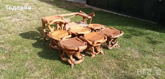Комплект ръчно изработени мебели от коренища, снимка 1
