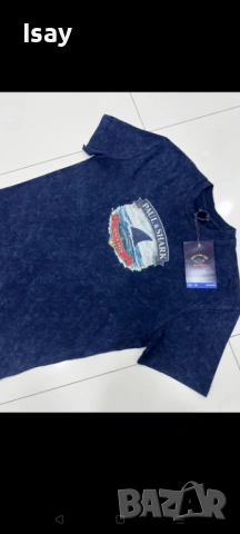 Мъжка тениска Паул Шарк нов модел варен памук в бяло червено и тъмно син цвят , снимка 2 - Тениски - 54161580