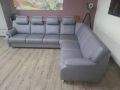 Лилаво - сив ъглов диван от плат и табуретрка ZE-EM06001, снимка 3