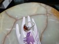 Винтиж страхотен антикварен сребърен пръстен с кехлибар , снимка 4