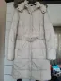 Яке бяло дамско дълго, с качулка с кожа гарнитура-М размер, снимка 1