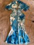 🤩 елегантна тип русалка дълга буфан ръкав синя рокля флорален десен Asos буфан ръкав , снимка 5