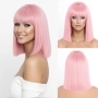 Нова Къса розова перука с бретон за аниме Хелоуин ежедневие Коса жени, снимка 8