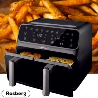 Фритюрник AirFryer Rosberg Premium RP51980N, 1700W, 2съда x 4л., Горещ въздух, Таймер, до 200°C, Чер, снимка 10 - Фритюрници - 45770600