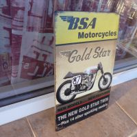 Метална табела мотор BSA Gold Star състезателен мотоциклет 87, снимка 2 - Декорация за дома - 45297837