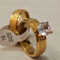 Комплект от два броя пръстени  - Пръстен с цирконии и халка от медицинска стомана в комбинция с мат , снимка 3 - Пръстени - 45663429
