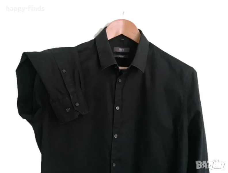 Елегантна черна мъжка риза Jake,s collection super slim 41/42, снимка 1