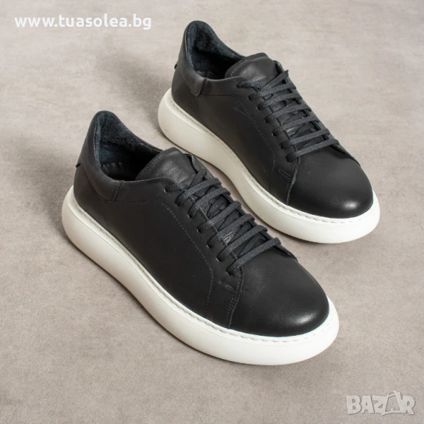 Мъжки черни кецове от естествена кожа | Марка Tuasolea, снимка 1