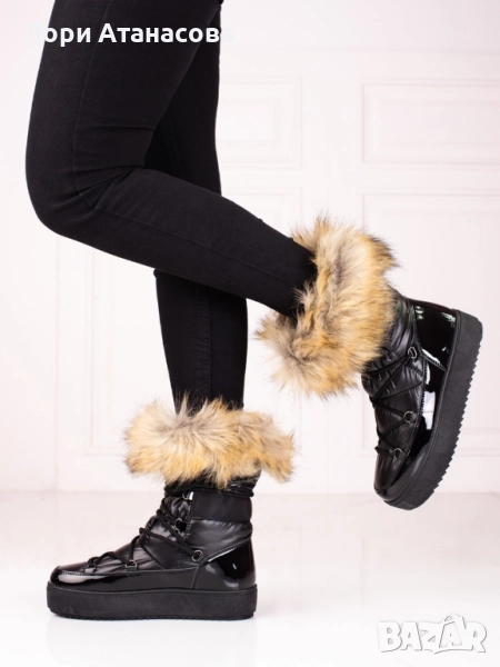 Дамски топли боти в черен цвят – са отличен избор за студените зимни месеци , снимка 1