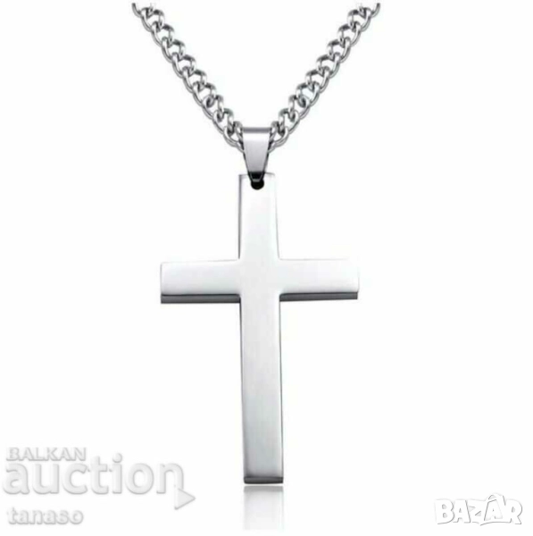 Колие, медальон, кръст, неръждаема стомана, снимка 1