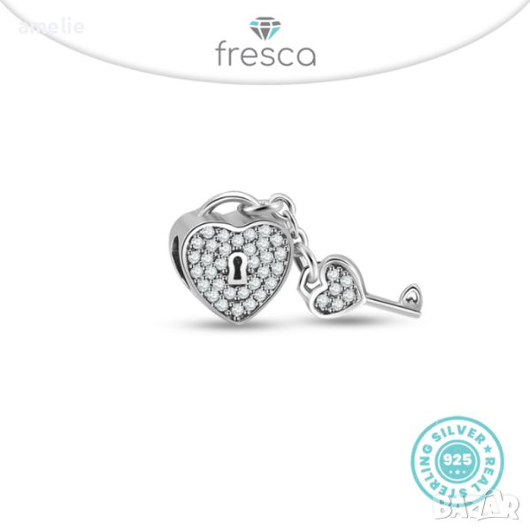 Талисман Fresca по модел тип Pandora сребро 925 Lock my Love Charm. Колекция Amélie, снимка 1