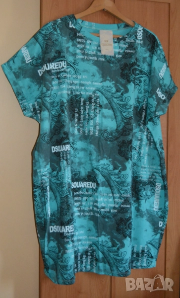 👗 Дамска тюркоазена есенна/лятна туника - Made in Italy; Over size 3XL–5XL, снимка 1