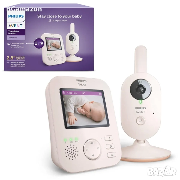 Чисто нов бебефон Philips Avent Advanced в коралово кремаво, 2,8” (7,1 см) дисплей, x2 увеличение..., снимка 1