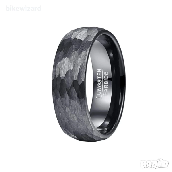 Мъжки пръстен Vakki 8 мм от волфрамов карбид, черен матов волфрамов пръстен, размер 66(21.00) НОВ , снимка 1