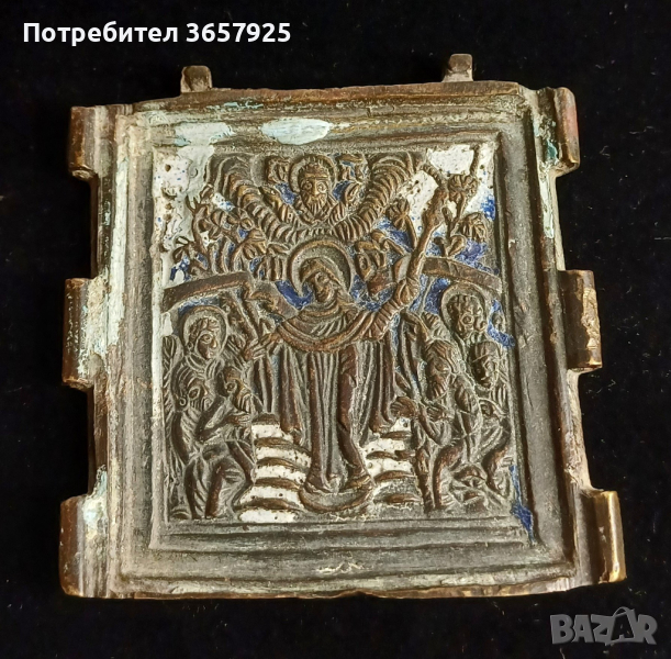 Средновековна религиозна бронзова плоча, снимка 1