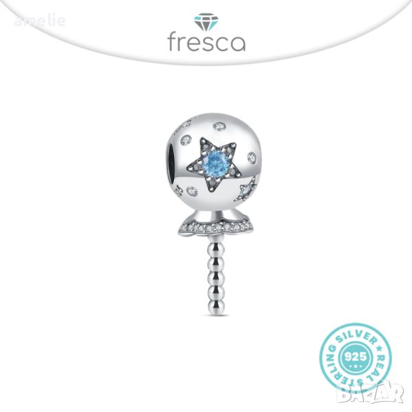 Промо -30%! Талисман Fresca по модел Pandora Пандора сребро 925 Blue Star Lollipop. Колекция Amélie, снимка 1