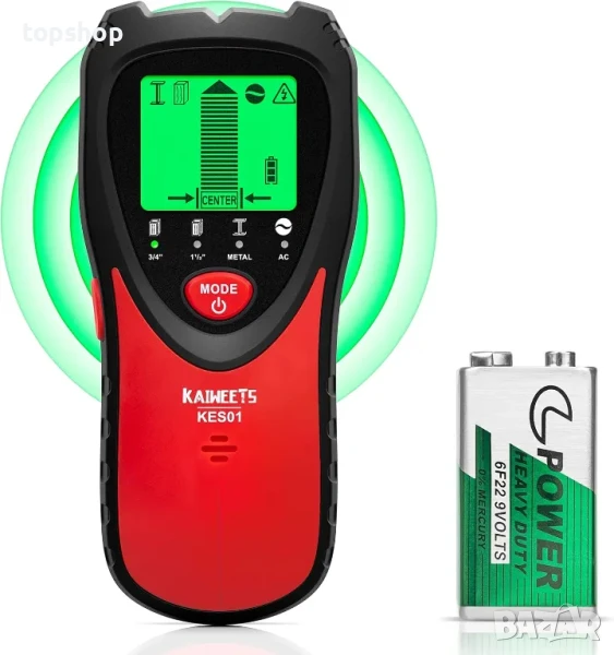 НОВ Stud Finder скенер за стена - метали, кабели, дърво KAIWEETS KES01 за гипсокартон с аларма, снимка 1