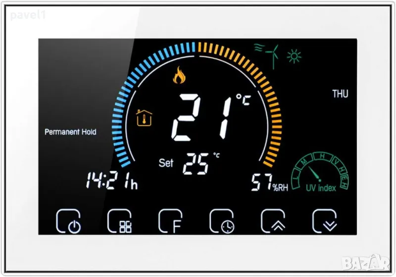 Смарт термостат MOES BHT-8000 GB, Програмируем терморегулатор Tuya WIFI 16A За подово отопление, бял, снимка 1