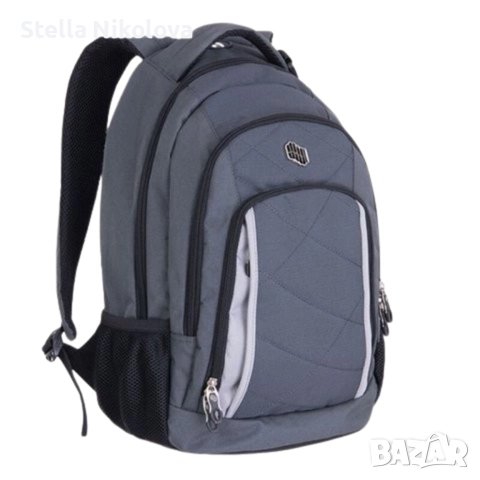 РАНИЦА PULSE CLASSIC GRAY Три основни отделения, едно лицево и две странични, снимка 1