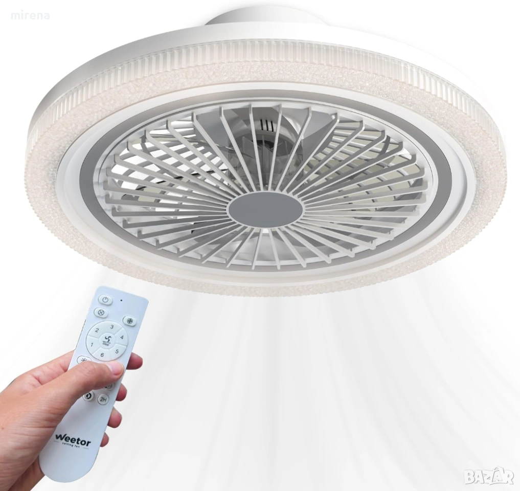 Вентилатор за таван ЛЕД LED осветление 50см 6 скорости дистанционно, снимка 1