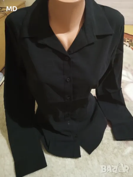 Дамска черна риза редингот, снимка 1