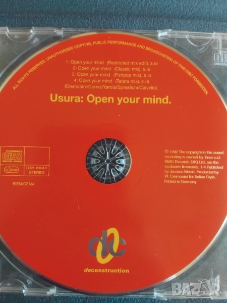  Progressive House, Italodance - Usura ‎– Open Your Mind - оригинален диск музика, снимка 1