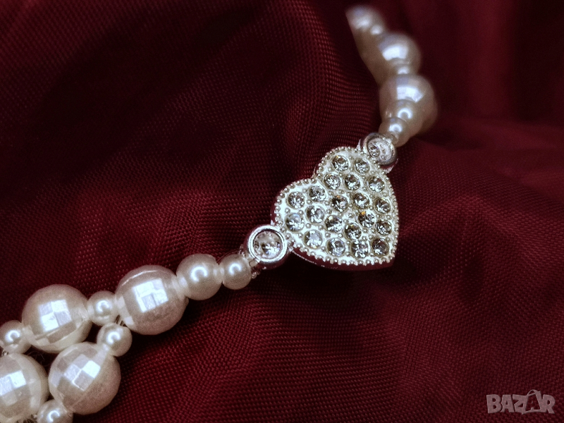 Ръчно изработена дамска гривна Бижу перли сърце, снимка 1