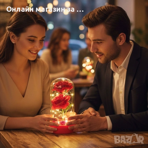 Декоративни рози в прозрачен купол и елегантна опаковка, снимка 3 - Подаръци за жени - 53185185