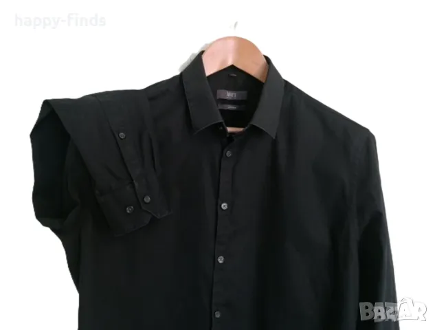 Елегантна черна мъжка риза Jake,s collection super slim 41/42, снимка 1