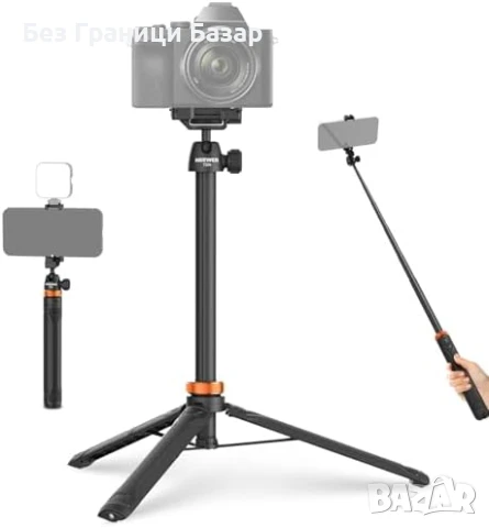 Нов Селфи стик и трипод 149см за iPhone DSLR GoPro Sony камера видео, влог, снимки, снимка 1