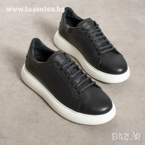 Мъжки черни кецове от естествена кожа | Марка Tuasolea, снимка 1
