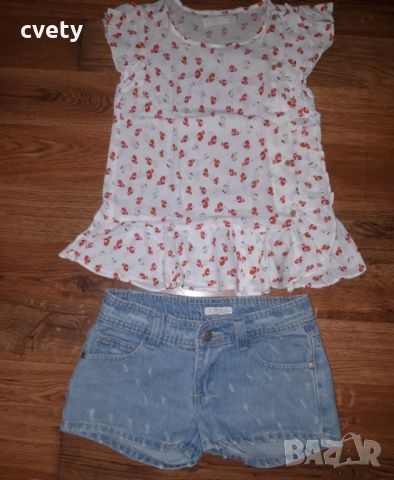 Блузка ZARA и дънкови панталонки , снимка 1 - Детски къси панталони - 46203890