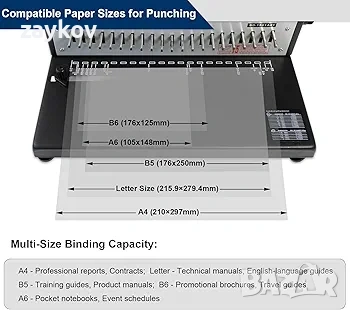 Машина за подвързване RAYSON с гребен, 21 отвора, подвързване на 200 листа, снимка 5 - Други инструменти - 53524368