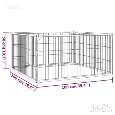 vidaXL Заграждение за куче 4 панела черно 100x50 см прахово боядисано (SKU:171794), снимка 4 - За кучета - 48313798