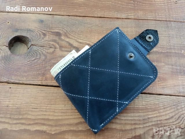 Ръчно изработен мъжки кожен портфейл , снимка 2 - Портфейли, портмонета - 52450856