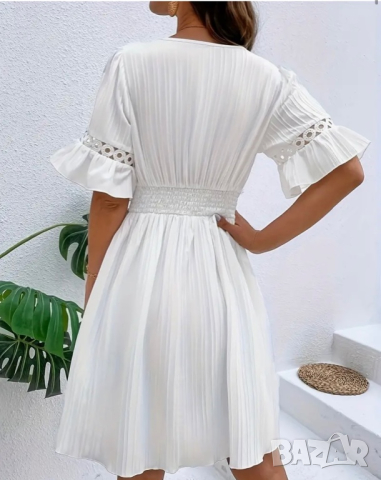 Бяла рокля с дантела, снимка 2 - Рокли - 44959443