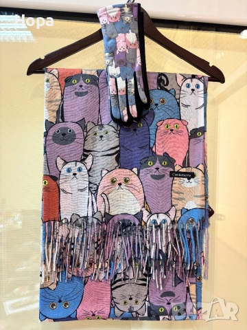 Шал Кашмир с Котки , снимка 11 - Шапки - 20048160