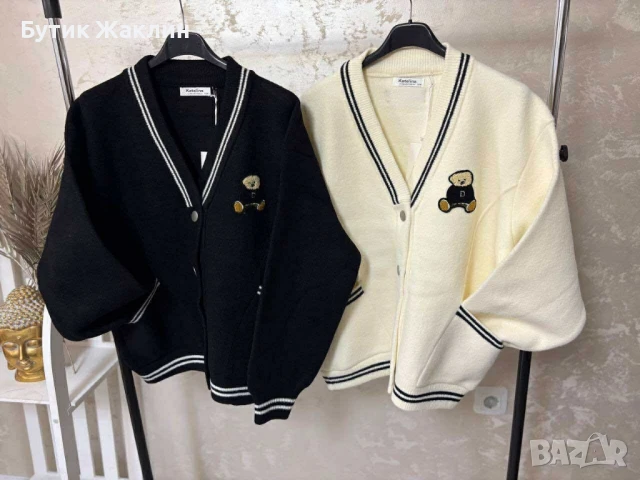 Дамска кашмирена жилетка с мече, снимка 1