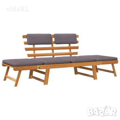 vidaXL 2-в-1 Градинска кушетка с възглавница, 190 см, акация масив（SKU:45960, снимка 1 - Градински мебели, декорация  - 45017706
