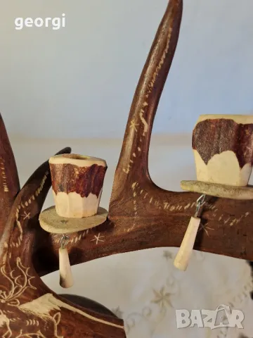 гравиран свещник от еленов рог уникат     25/4, снимка 9 - Декорация за дома - 50144699