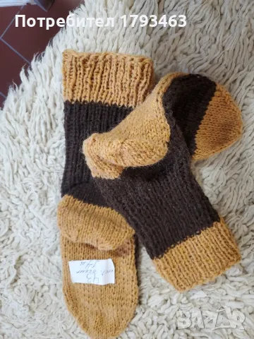 Ръчно плетени мъжки чорапи от вълна, размер 43, снимка 3 - Мъжки чорапи - 50042473