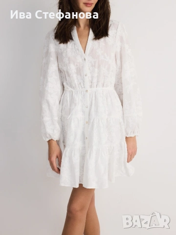 Нова разкошна елегнтна бяла къса рокля 100% памук памучна 