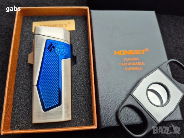 Луксозна запалка за пури HONEST с подарък резачка,три цвята, снимка 4 - Запалки - 52204255